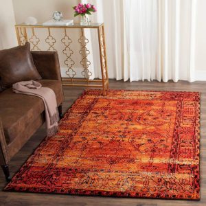 SAFAVIEH Vintage Hamadan Jessamine Traditional Area Rug, Orange, 9" x 12"