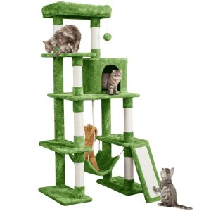 Alden Design 63" H Cat Tree Scratching Posts Cat Tower for Kittens Indoor,  Green