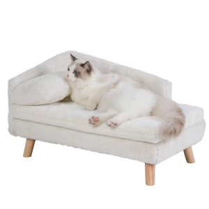 BingoPaw Elevated Sofa Couch Dog Bed Wood Legs for Dogs Cats,  27.56"L