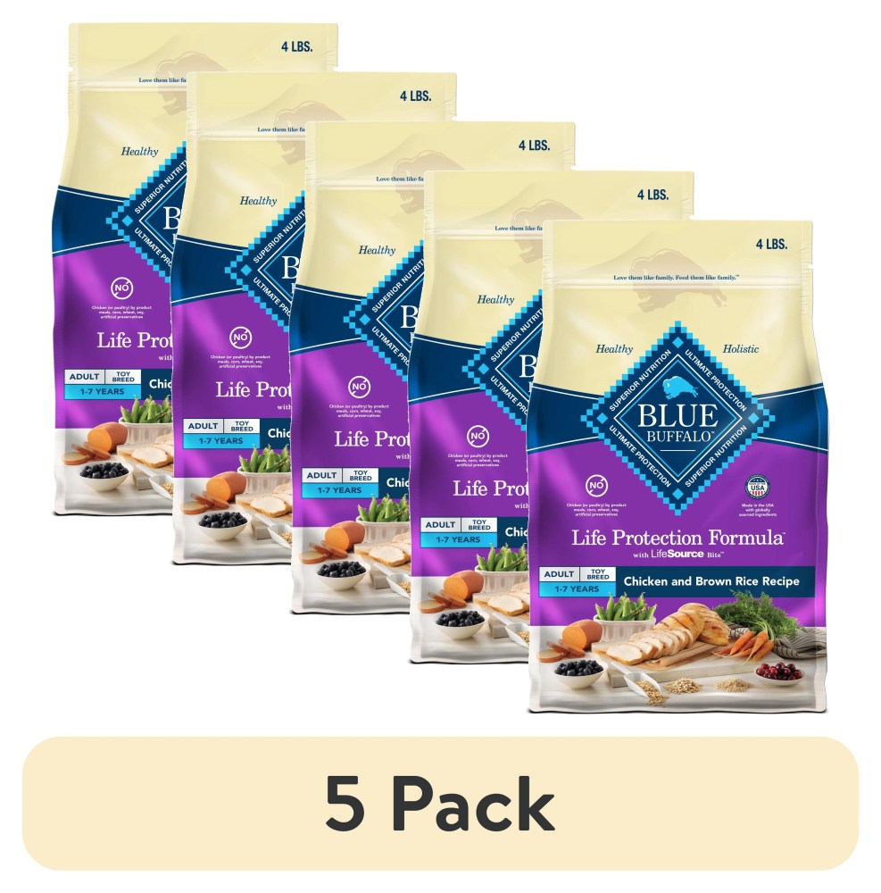 (5 pack) Blue Buffalo Life Protection Formula Toy Breed Dry Dog Food Chicken & Brown Rice 4 lbs.