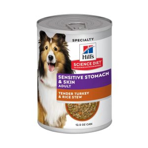 Hill's Science Diet Sensitive Stomach & Skin Tender Turkey & Rice Stew Wet Dog Food,  12.5oz Can 12pk