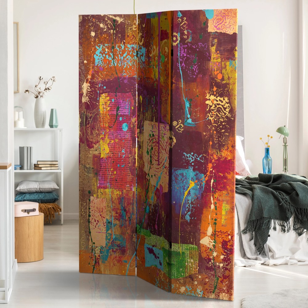 Red Lantern 6 ft. Tall India Double Sided Canvas Room Divider - Image 7