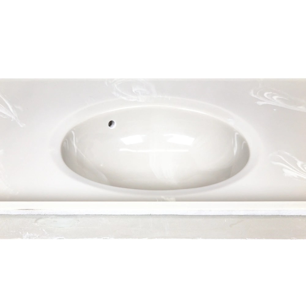 Design House Cultured Marble 31" x 19" Single Bowl Vanity Top with Centerset Mount and Backsplash, Ivory Swirl - Image 2