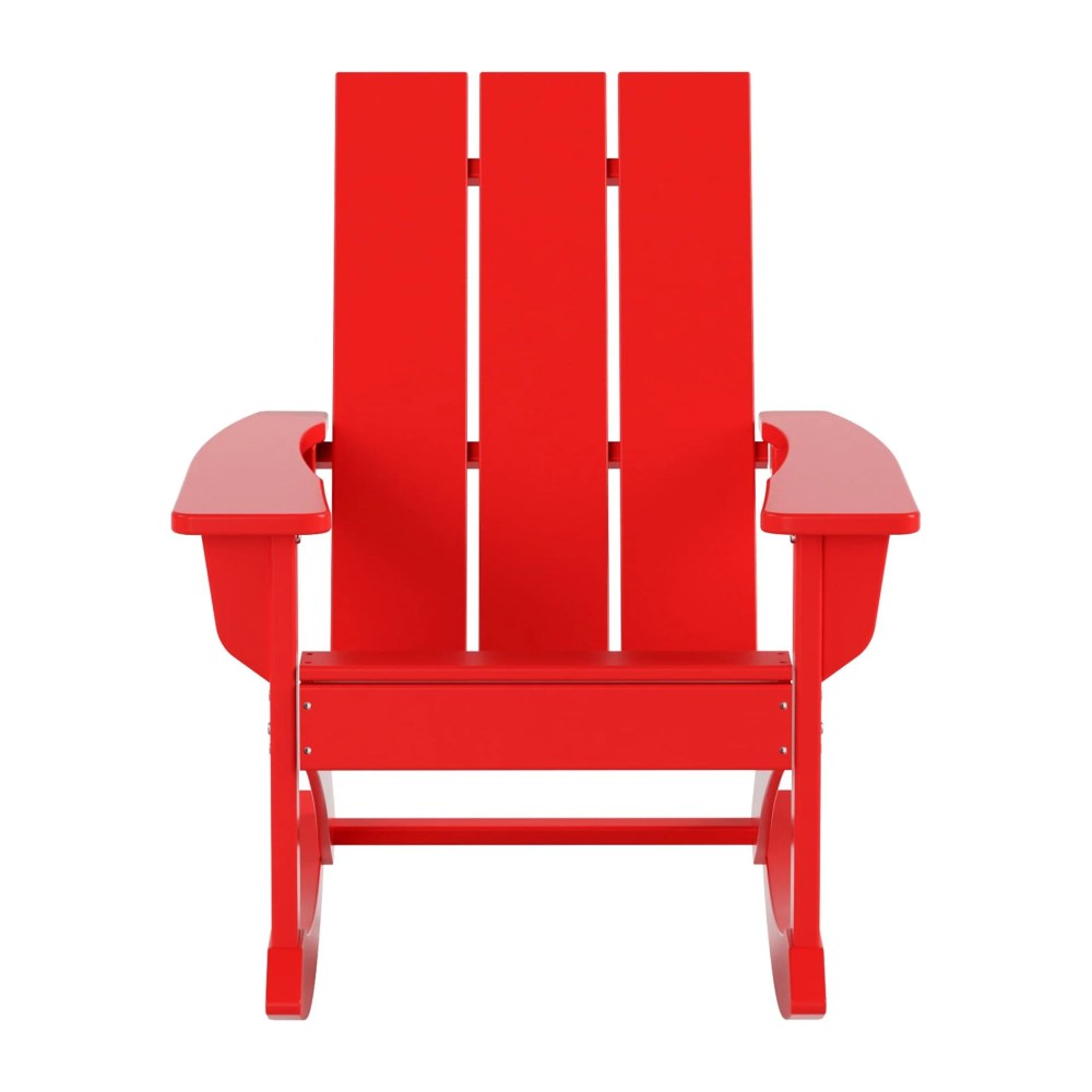 GARDEN Set of 2 Modern Plastic Outdoor Rocking Chairs for Patio Porch, Red - Image 2