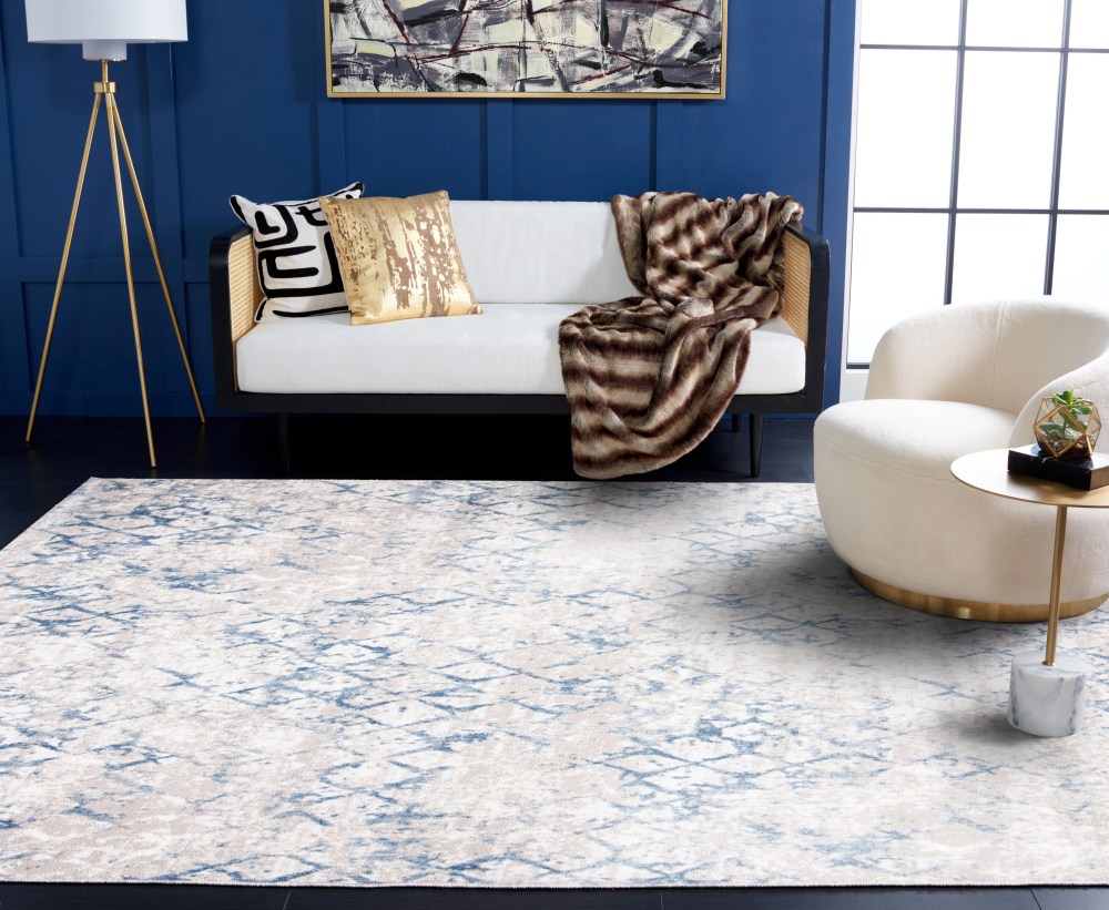 SAFAVIEH Amelia Roslyn Abstract Area Rug, Light Gray/Blue, 12" x 18" - Image 3