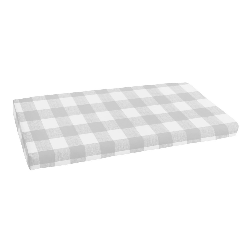Sorra Home Outdoor Grey Buffalo Plaid Bench Cushion, Indoor/Outdoor Use