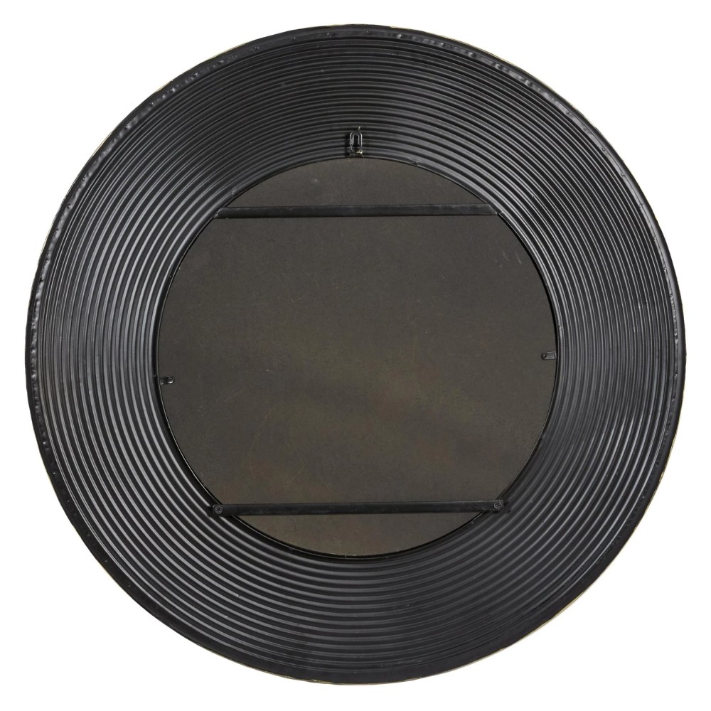 CosmoLiving by Cosmopolitan 35" x 35" Black Ribbed Wall Mirror with Gold Edges - Image 14