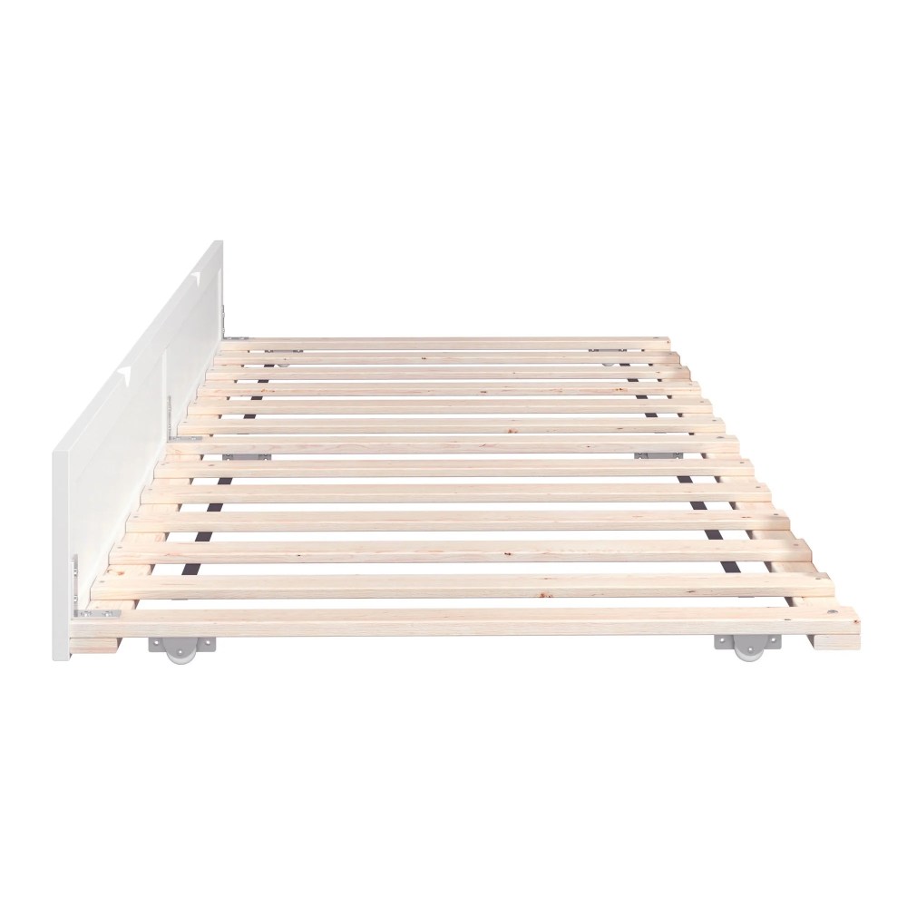 AFI Twin-XL Roll Out Wood Trundle Bed Frame with Wooden Slat Supports, White - Image 2