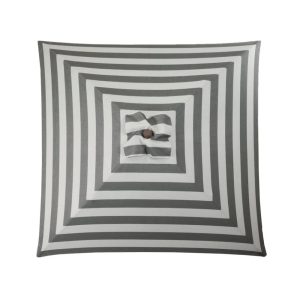 Classic Wood 6.5 ft Square Market Umbrella in Soft Black and Ivory Stripe