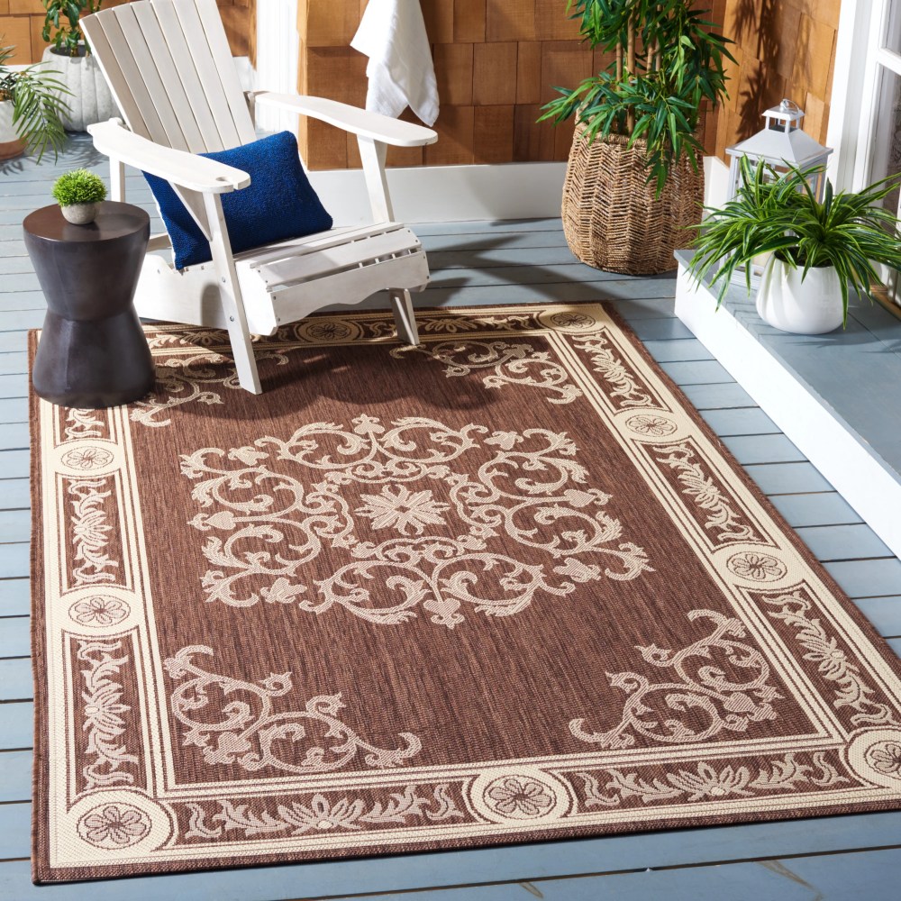 Safavieh Courtyard Cynthia Oriental Indoor/Outdoor Area Rug, Chocolate/Natural, 6'7" x 9'6" - Image 10