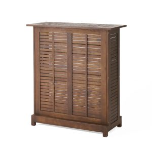 Ashlin Outdoor Acacia Wood Bar,  Rich Mahogany