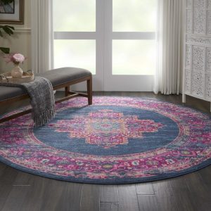 Nourison Passion Persian Blue 8" x ROUND Area Rug, (8 Round)