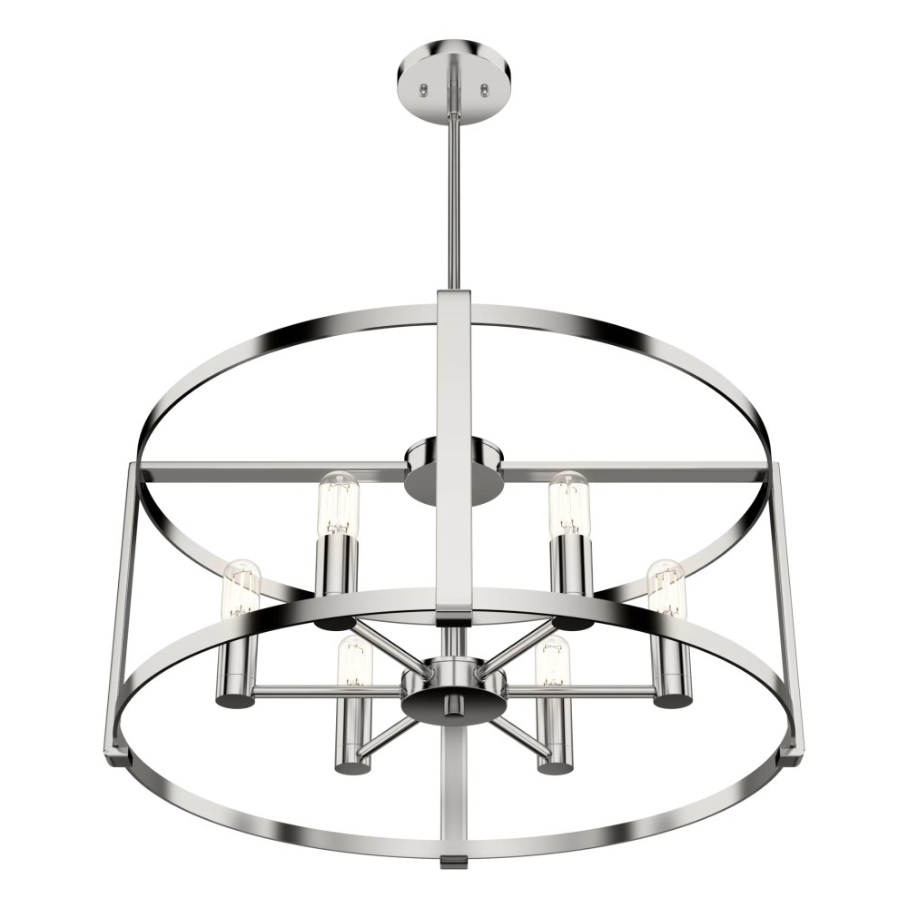 Hunter - Astwood 6-light Polished Nickel, Large Chandelier, Dimmable, Caged Style, Drum Shaped, for Bedrooms, Dining, Living Rooms - 19000 - Image 11