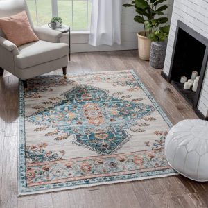 Well Woven Indira Manor Vintage Bohemian Medallion Oriental Blue 5'3" x 7'3" Area Rug