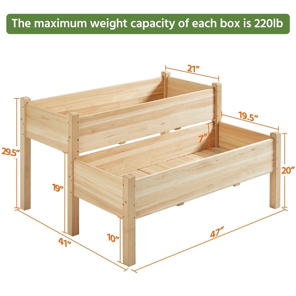 Alden design 2-tier Wooden Elevated Raised Garden Bed for Garden Yard Indoor Outdoor - Image 5