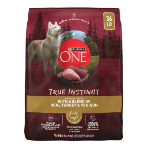 Purina One True Instinct Dry Dog Food for Adult Dogs,  High Protein Real Turkey & Venison,  36 lb Bag