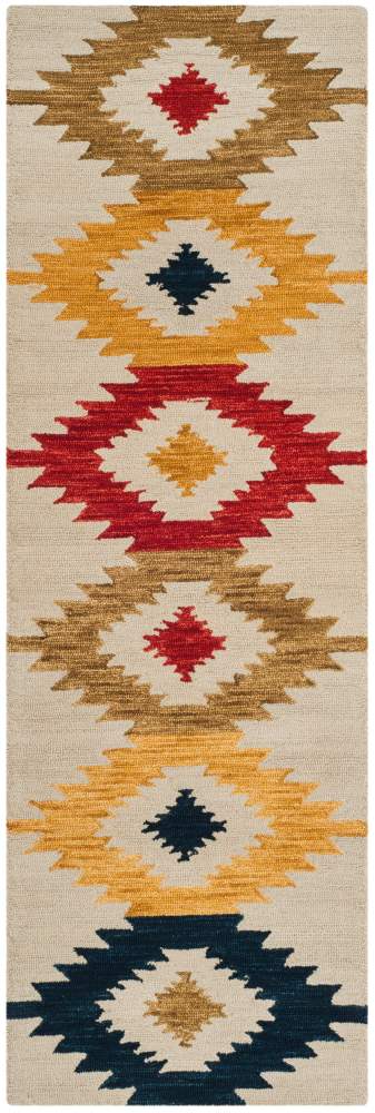 SAFAVIEH Aspen Mladen Southwestern Wool Runner Rug, Ivory/Multi, 2'3" x 11"