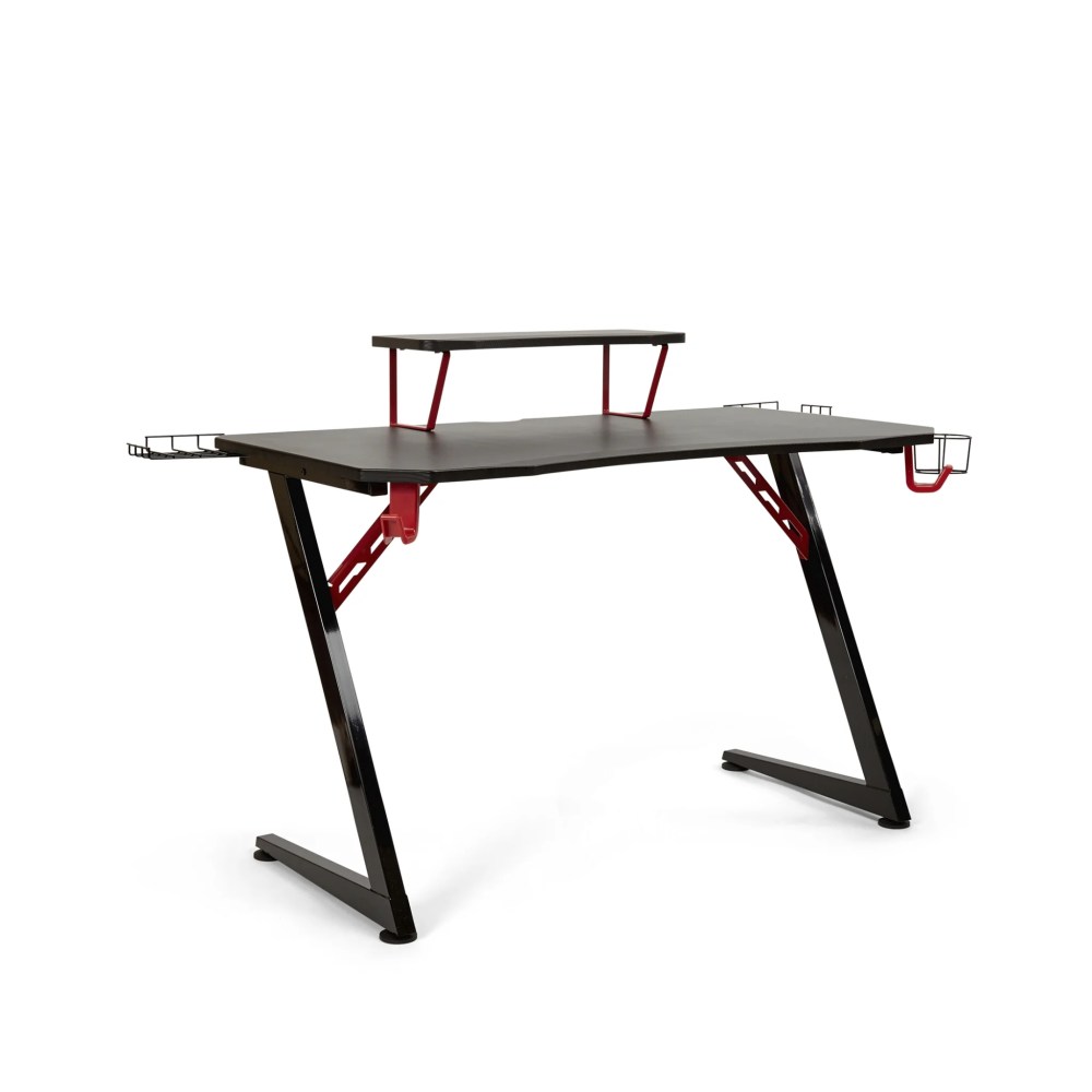 Seville Classics airLIFT Computer Writing Study Desk, Black and Red, 47" Carbon Fiber Z Frame - Image 7