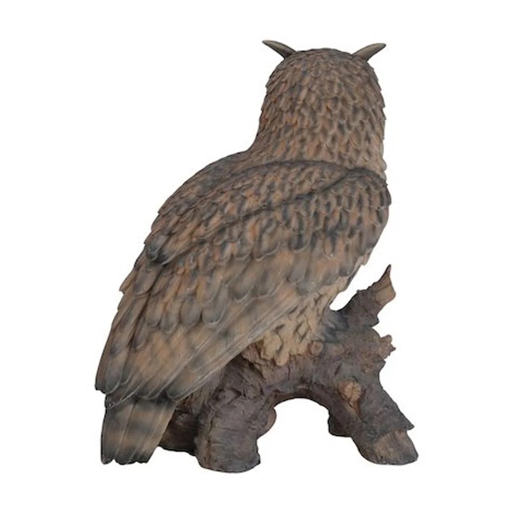Hi-Line Gift Ltd. Eagle Owl on Stump Statue - Image 4
