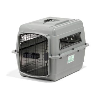 Petmate Sky Kennel for Dogs & Cats,  IATA Approved,  Plastic Travel Carrier,  Gray,  For Dogs & Cats 15-30 lbs,  Small,  21" x 15" x 21"