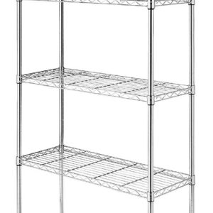 Whitmor Adjustable 36"W x 14"D x 72"H 5-Shelf Freestanding Storage Shelves, Chrome, Adult Use