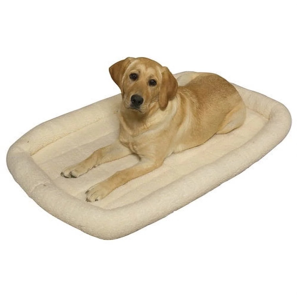 47" Fleece Pet Bed - Plush & Washable, Ideal for Crates & Carriers, Cream - Image 3