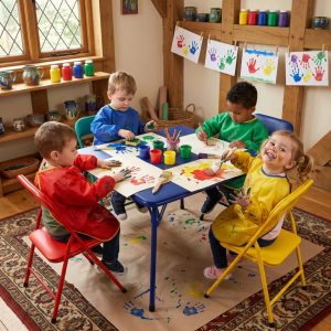 Homy Casa 5-Piece Kids Activity Table and Chair Set,Folding Preschool Playroom Furniture for Crafts,Snacks,Learning