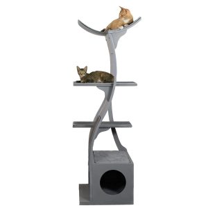 The Refined Feline Lotus Cat Tower,  Smoke