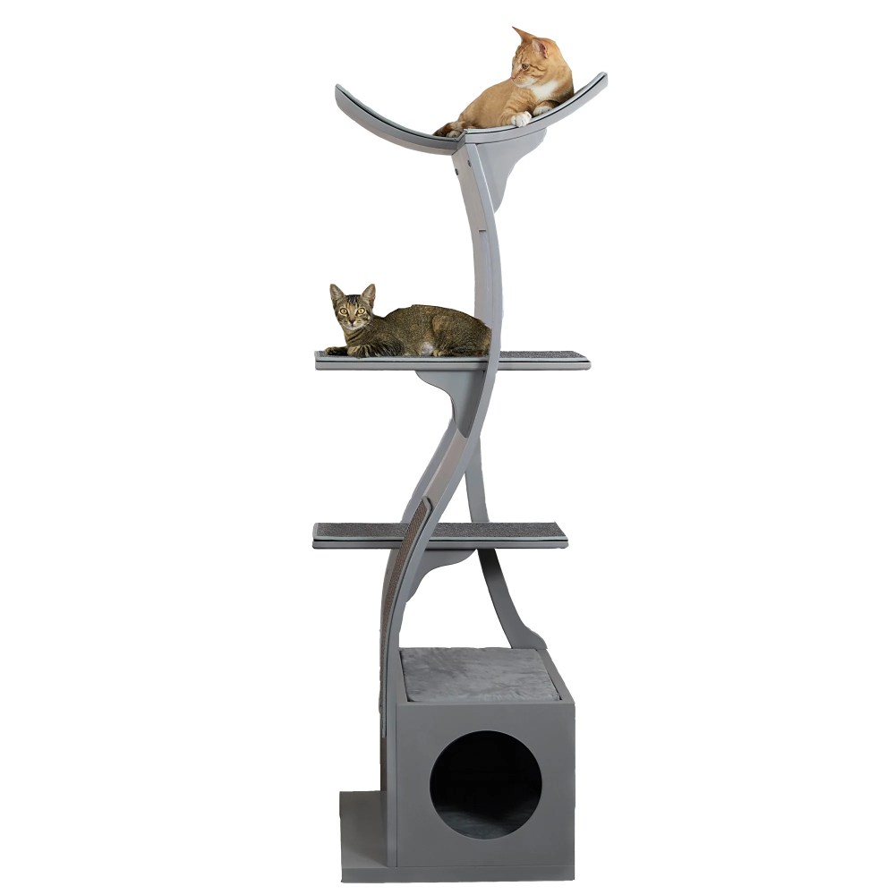 The Refined Feline Lotus Cat Tower, Smoke