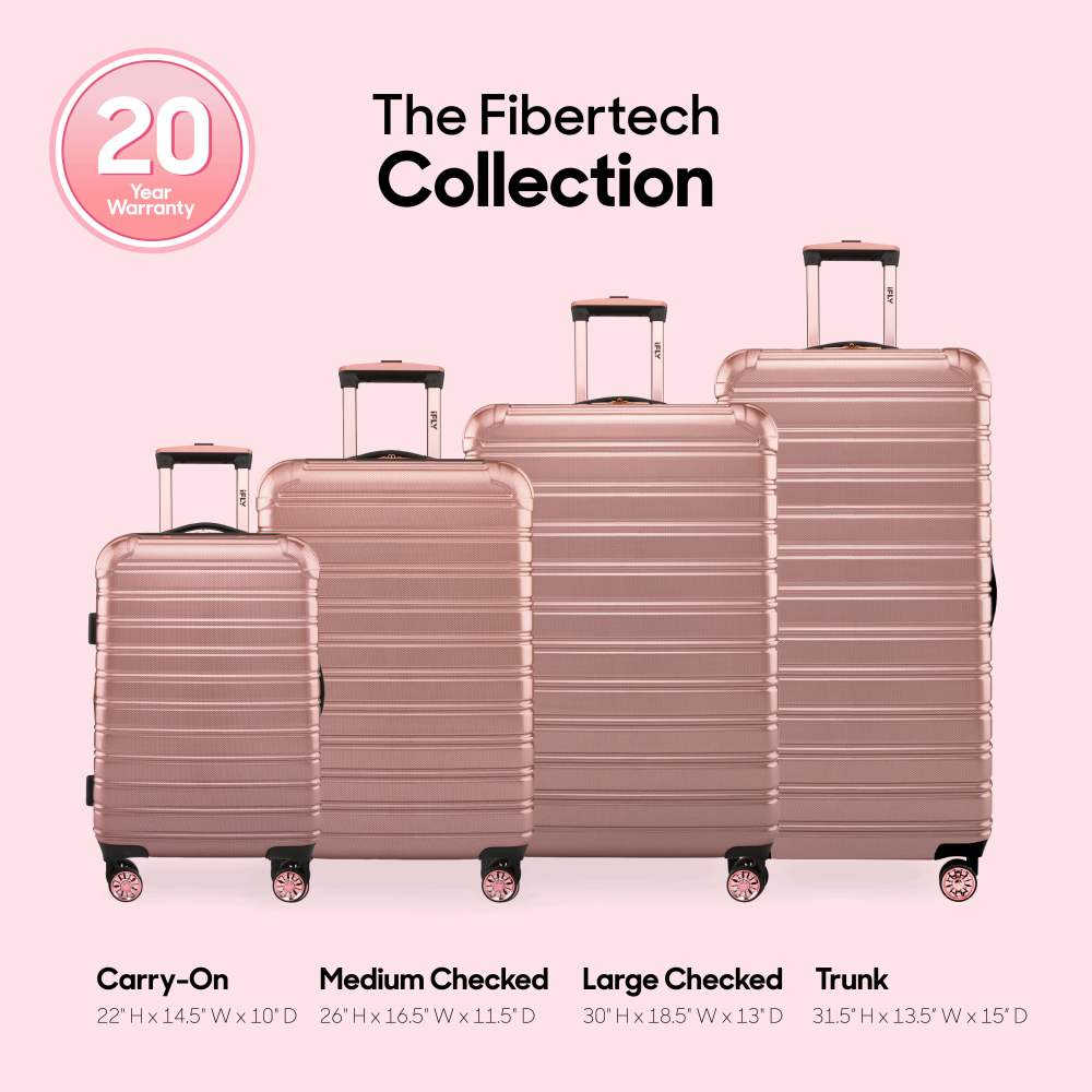 iFLY Fibertech 28" Large Checked Suitcase-Hardside Expandable Spinner Luggage for Travel, Rose Gold - Image 7