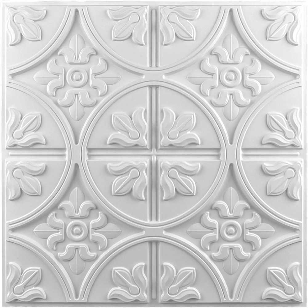 12-Pack 24"x24" Glue up PVC Ceiling Tiles in White