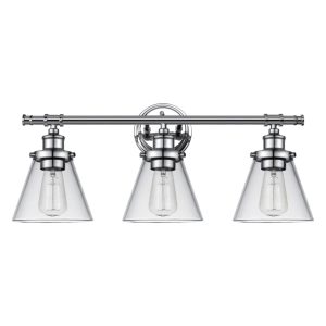 Globe Electric Parker 3-Light Chrome Vanity Light with Clear Glass Shades , 51445