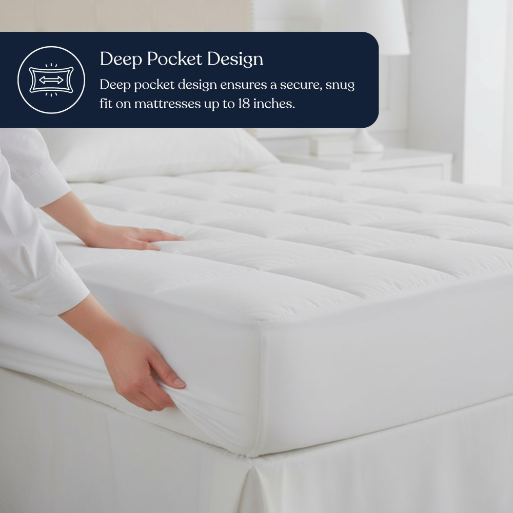 Delara King Organic Cotton Mattress Pad and Protector, Hypoallergenic Down Alternative, Waterproof TPU, Cooling, Noiseless, Mattress Topper & Cover - Image 5