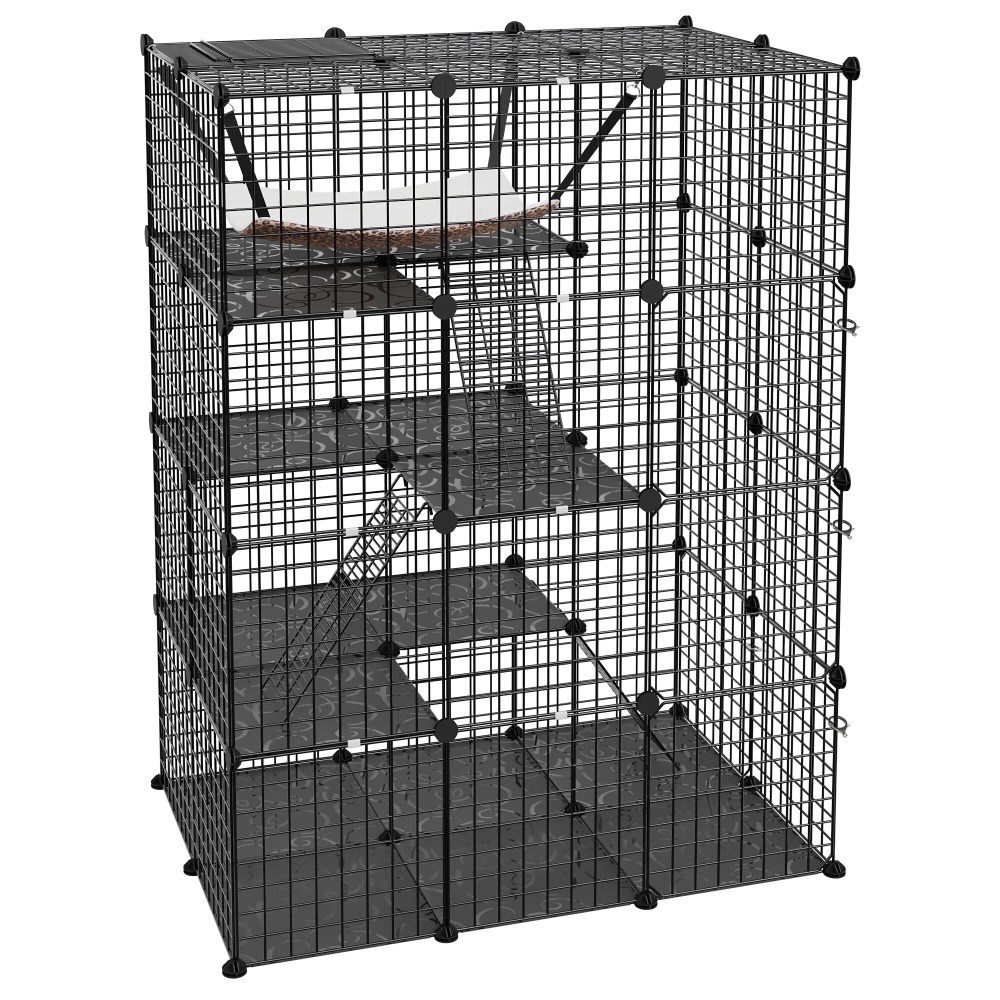 ZENY 4-Tier Indoor Outdoor Pet Enclosure with Hammock Large Metal Wire Playpen Kennel - Image 10