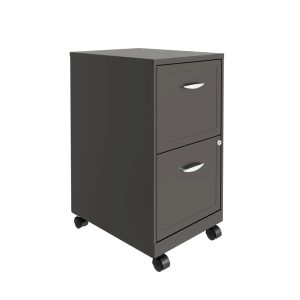 Space Solutions 18" Deep 2 Drawer Mobile Letter Width Vertical File Cabinet, Charcoal