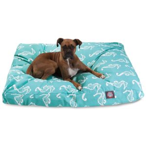 Majestic Pet  Sea Horse Rectangle Pet Bed For Dogs,  Removable Cover,  Teal,  Extra Large