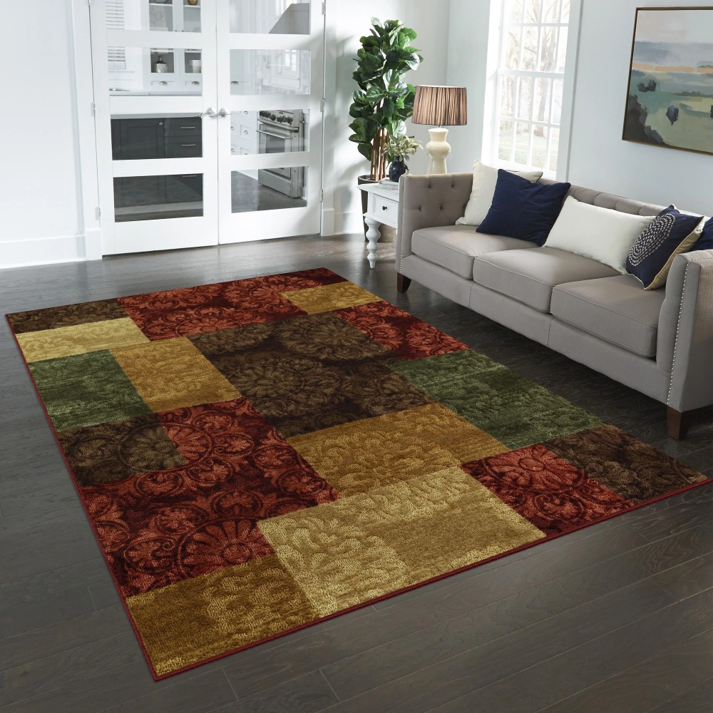 Mainstays Transitional Medallion Block Red Print Indoor Area Rug, 5" x 7" - Image 4