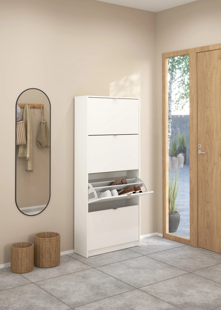 Tvilum Bright 4 Drawer Shoe Storage Cabinet, White - Image 2
