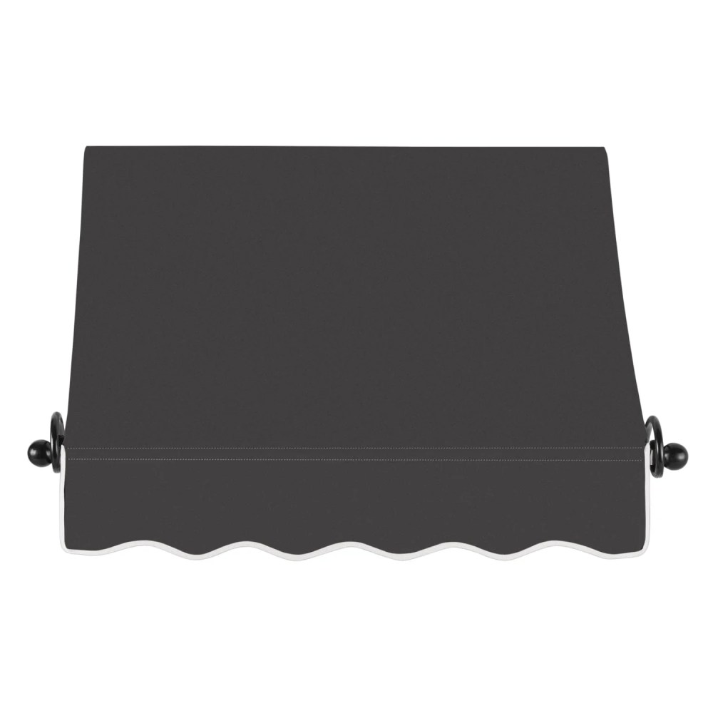 Awntech 3.38 Ft Charleston Sloped Fixed Awning with Scrolled Iron Arms (40.5in x 18in x 36in), Black - Image 2
