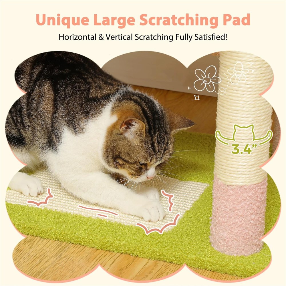 Pefilos 72" Cat Tree Tower for Large Cats, Indoor Cat Condo with Sisal-Covered Scratching Posts and Pads, 2 Padded Perch, Pink - Image 7