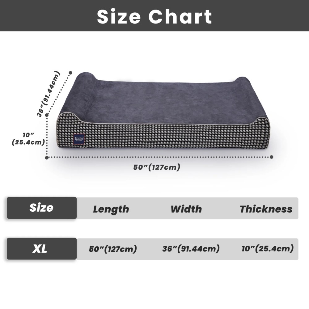 Laifug Extra Large Dog Bed with Orthopedic Memory Foam, Dog Pillow, Waterproof Liner & Washable Cover (Black, XL) - Image 3