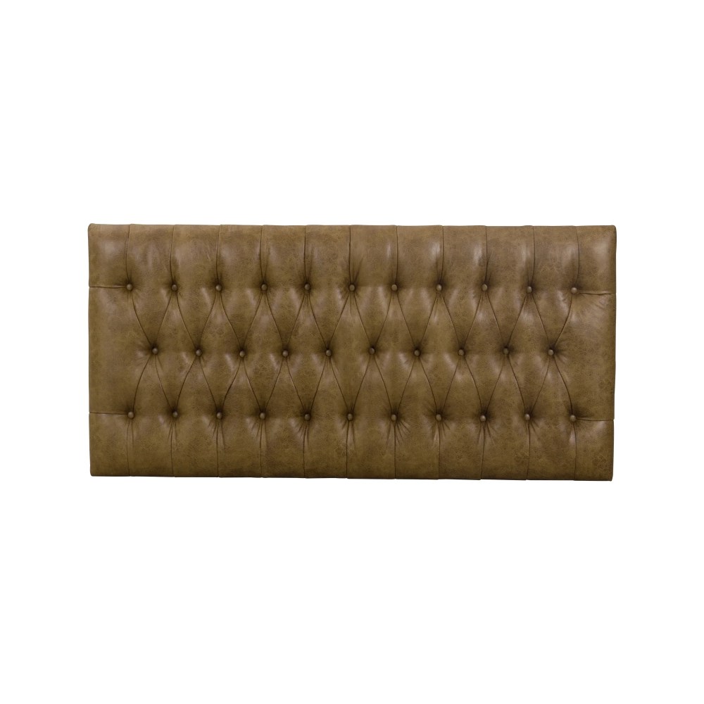 HomePop Draper 58" Large Ottoman with Button Tufting, Light Brown Faux Leather - Image 12