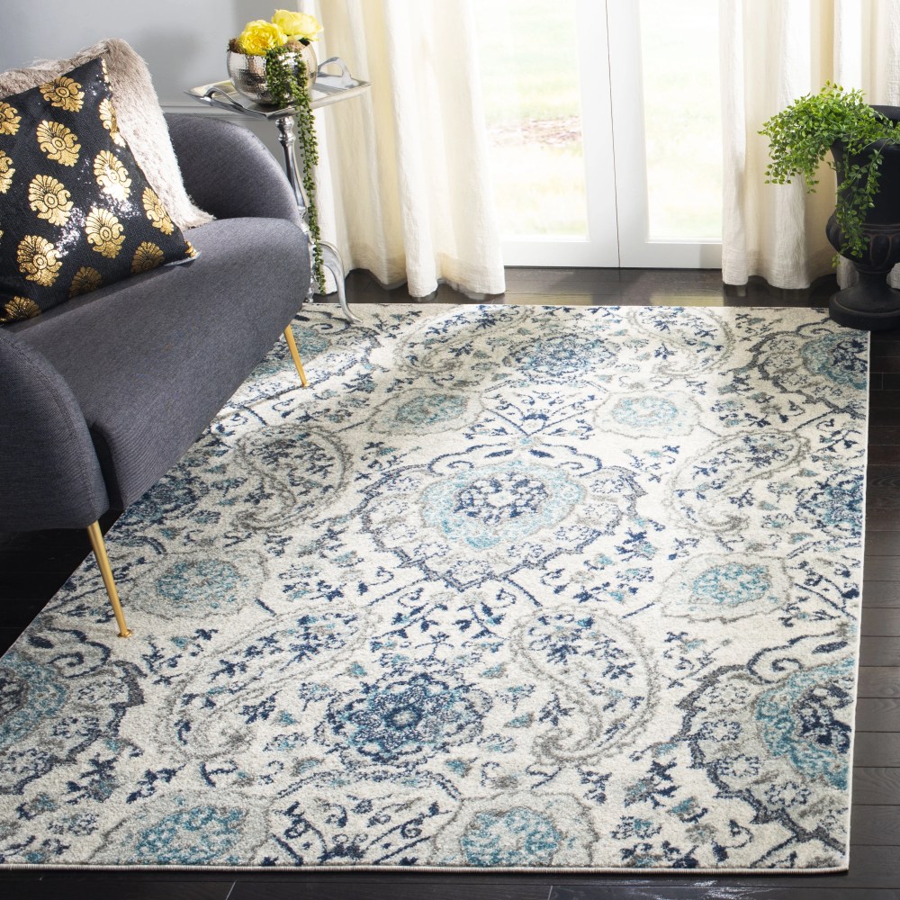 SAFAVIEH Madison Hope Floral Paisley Area Rug, Cream/Light Grey, 10" x 14"