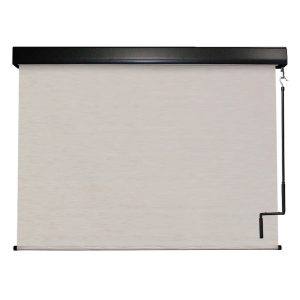 Keystone Fabrics PVC Outdoor Patio Sun Shade with Valance 10ft Wide (White/Tan)