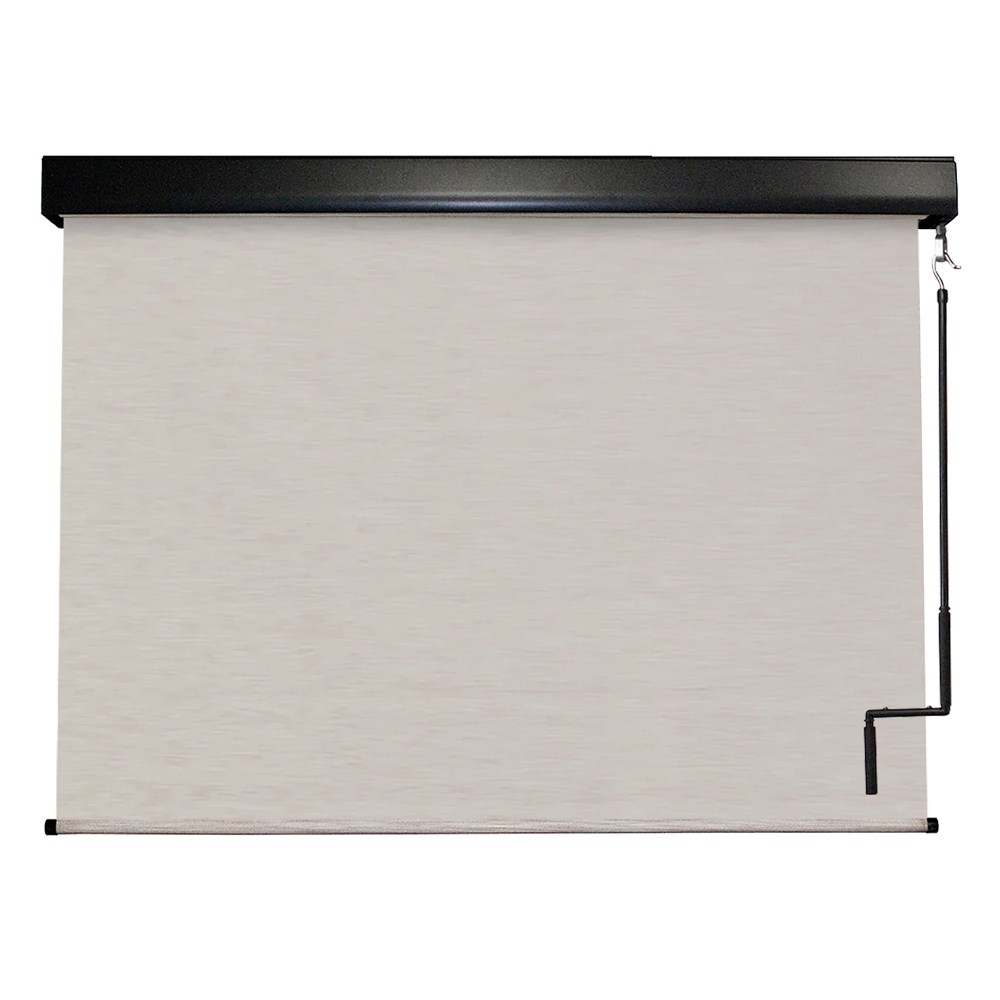 Keystone Fabrics PVC Outdoor Patio Sun Shade with Valance 10ft Wide (White/Tan)