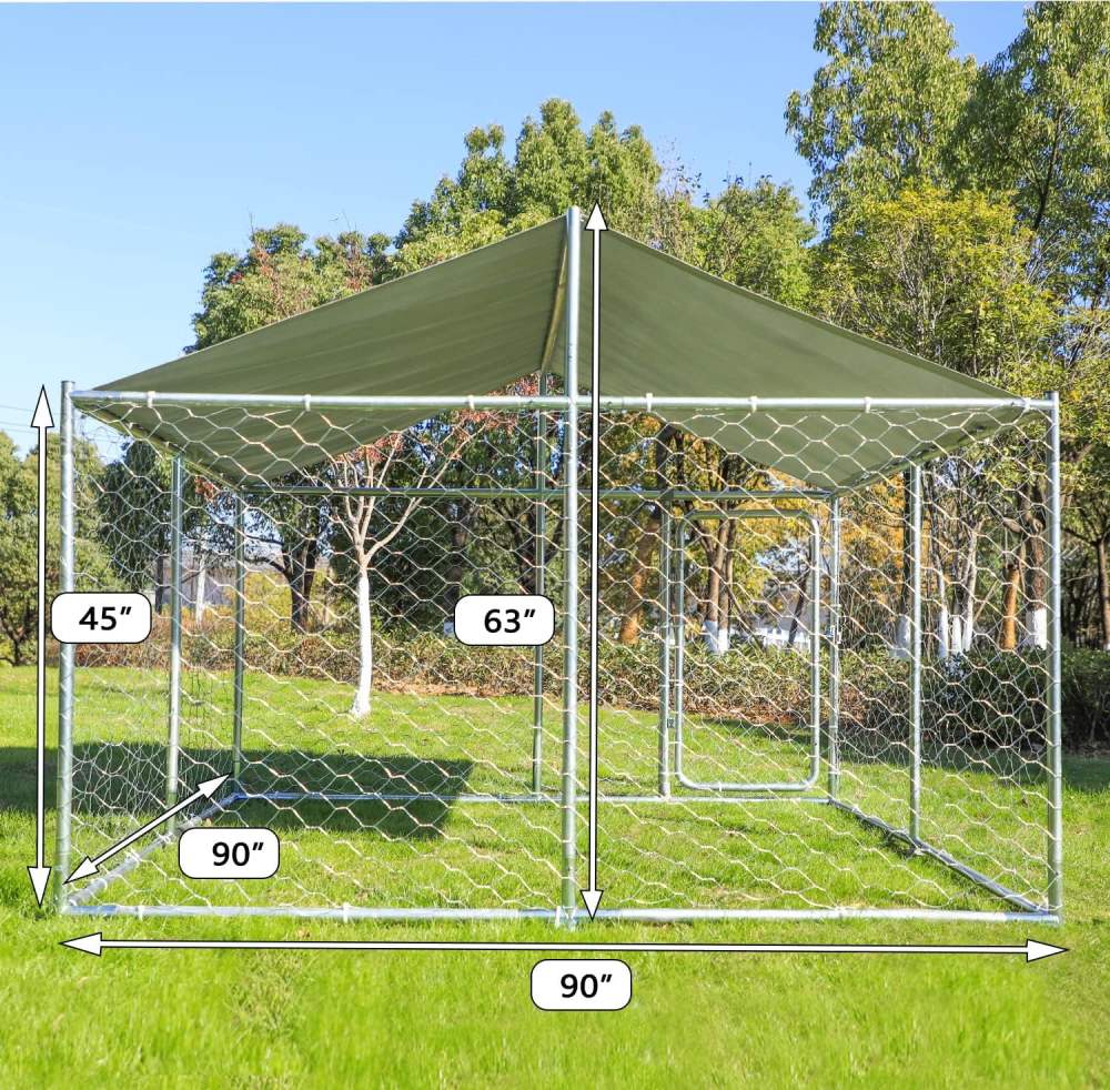 Haverchair Large Outdoor Dog Kennel, Heavy Duty Dog Kennel with Water&UV-Resistant Proof, Galvanized Steel Dog Pens Outside Dog House for Dog Run, Playpen (90" L x 90" W x 63" H)(90"L x 90"W x 63"H) - Image 5
