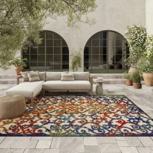 Nourison Aloha Indoor/Outdoor Transitional French Country Multicolor 6" x 9" Area Rug, (6" x 9")