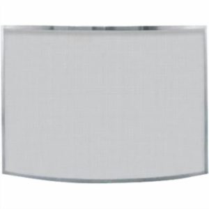 Single Panel Curved Pewter Fireplace Screen