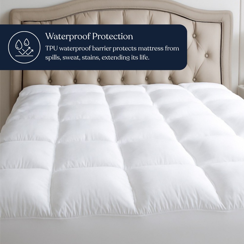 Delara King Organic Cotton Mattress Pad and Protector, Hypoallergenic Down Alternative, Waterproof TPU, Cooling, Noiseless, Mattress Topper & Cover - Image 3