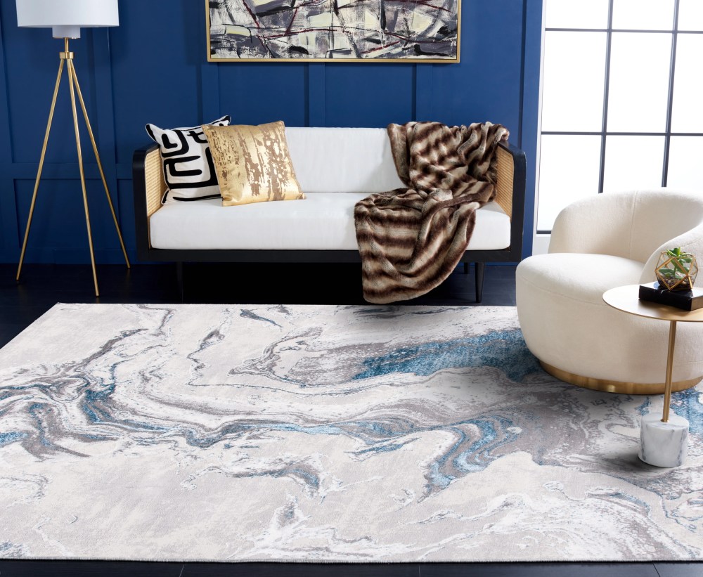 SAFAVIEH Amelia Morven Abstract Area Rug, Gray/Blue, 5'5" x 7'7" - Image 2